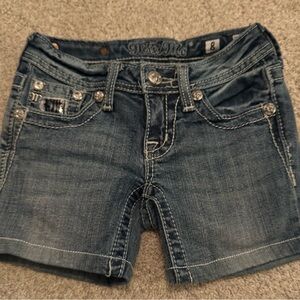 Miss Me Denim Shorts with Embellished Pockets Size 8
